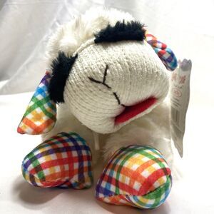 Multipet Sock-Face Lamb Chop Dog Toy Plush Squeaker 13"x4" Hard To Find Gingham
